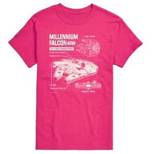 Men's - Star Wars - Millennium Falcon Schematic Men's Short Sleeve Tee Short Sleeve Graphic T-Shirt - 1 of 3