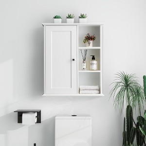 ChicFurnit Bathroom Storage Cabinet Wooden Medicine Cabinet with Wall Mounted Storage for Bathroom Organization, White, 29.9"*15.7"*8.7" - 1 of 4