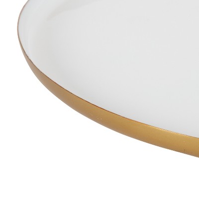 White and Gold Round Wood Decorative Tray Set