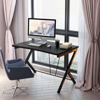 Black MDF and Steel Gaming Desk with Large Desktop