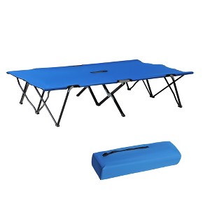 VisioGear Cots, Folding Camping Cot with Carry Bag, Extra Wide Outdoor Portable Sleeping Cot for Travel Camp Beach, Blue, 49.25"*15.75"*76" - 1 of 4