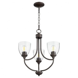 Quorum Lighting Enclave 3-Light Chandelier, Oiled Bronze, 19 Width, 20.5 Height, Glass Material - 1 of 1