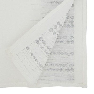 Handcrafted White and Silver Embroidered Dots Table Runner