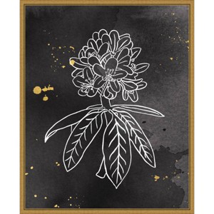 16" x 20" Indigo Blooms II by Wild Apple Portfolio: Gold Accents, Modern Decor - Amanti Art - 1 of 4