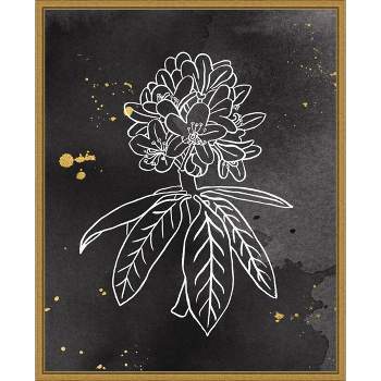 16" x 20" Indigo Blooms II by Wild Apple Portfolio Framed Wall Canvas Black - Amanti Art