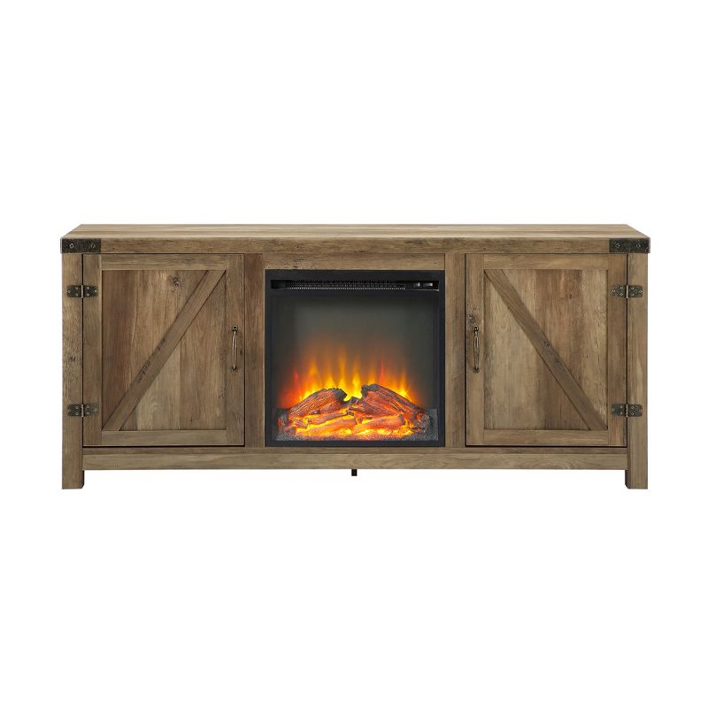 Clarabelle Double Door Farmhouse Electric Fireplace TV Stand for TVs up to 65" - Saracina Home, 4 of 9