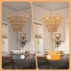 YANSUN 5-Tier 8-Light Farmshouse Antique Brass Boho Chandelier with Handwoven Rattan Shade for Kitchen, E12 No Bulbs Included - 3 of 4
