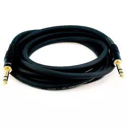 Male to Male Audio Cable Cord 35ft Black 16AWG Gold Plated TS Monoprice 1/4In 