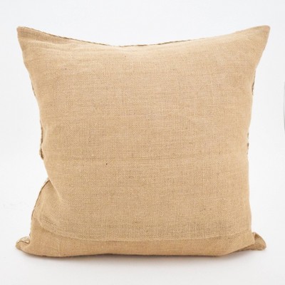 Natural Beige Jute Octopus Throw Pillow with White Print