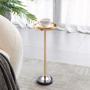 Syemin End Tables Adjustable Side Table Small Tea Martini Table Gold Natural Marble Decorative Pedestal End Table, Gold, 7.9"*7.9"*22.1" - 1 of 4