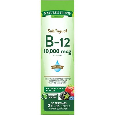 Nature's Truth B12 Sublingual Liquid Drops 10,000 Mcg | 2 Oz : Target