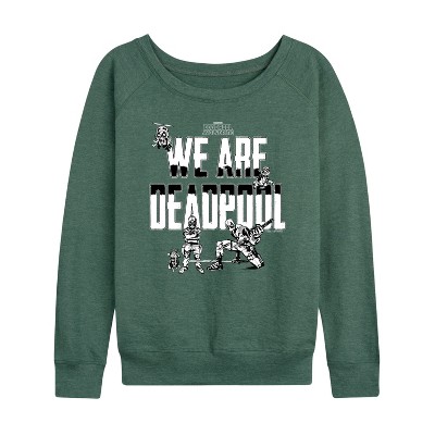 Women's - Marvel - We Are Deadpool Doodles Lightweight French Terry Wide Neck Long Sleeve Shirt