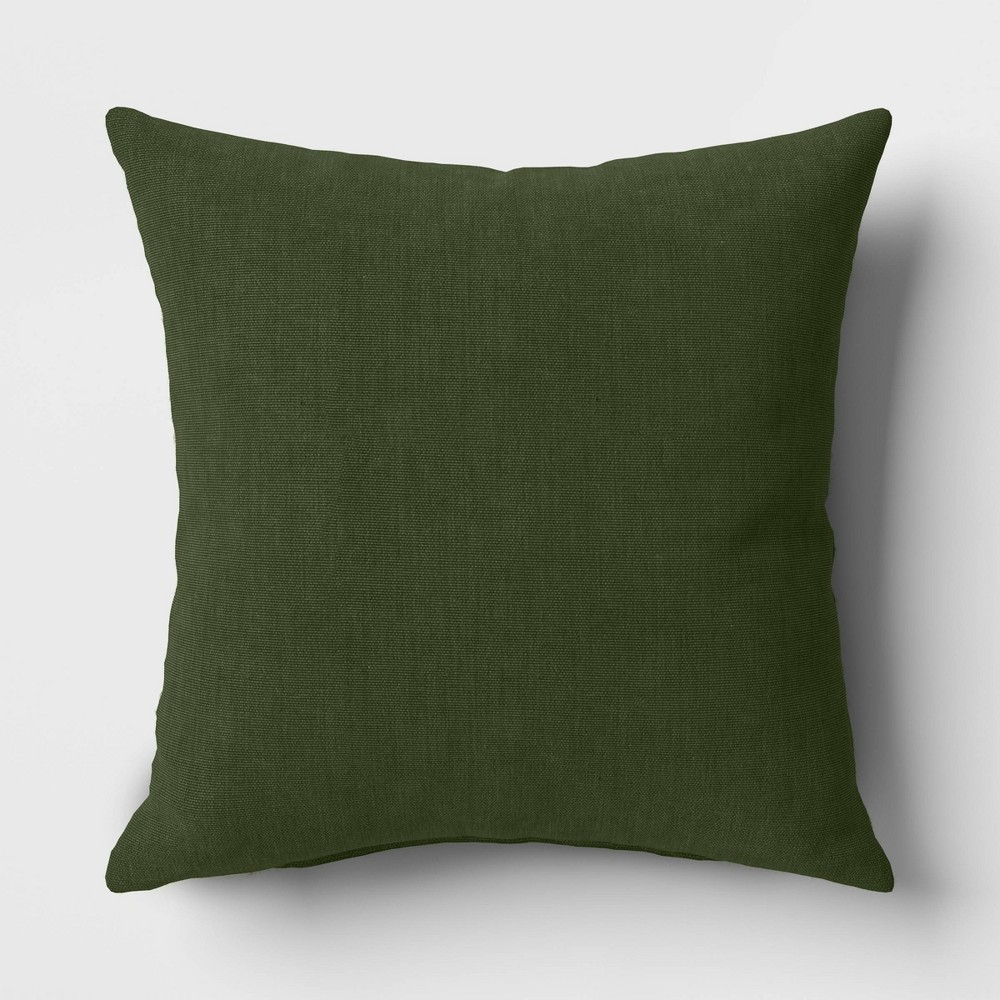 Photos - Pillow 18"x18" Solid Woven Square Outdoor Throw  Green - Threshold™