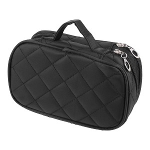 Unique Bargains Travel Double LayerMakeup Bag Makeup Brush Holder Portable Makeup Organizer Bag Cosmetics Storage Bag Waterproof Black 1 Pcs - 1 of 4