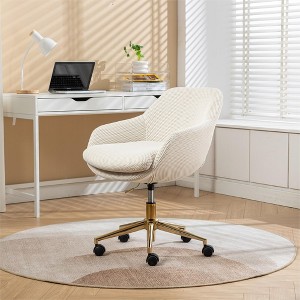 25.2"Mesh Fabric Home Office 360°Swivel Chair Adjustable Height With Gold Metal Base,Black - 1 of 4