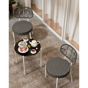 3 Piece Patio Bistro Set, Outdoor Wicker Chairs with Table, Rattan Patio Furniture Set for Outdoor, Patio, Deck, Backyard - 1 of 4
