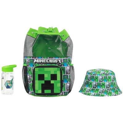 Minecraft Creeper 3-Piece Green Swim Beach Backpack Set