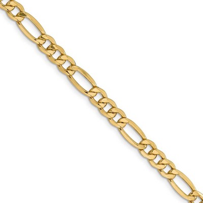 Black Bow Jewelry Men's 6.25mm, 14k Yellow Gold, Hollow Figaro Chain Necklace