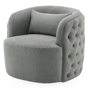 34" Wide Boucle Tufted Upholstered 360° Swivel Armchair - Kinwell - 1 of 4