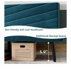 Blue King size bed   Bed Frame, Velvet Upholstered Platform Bed With Adjustable Headboard, Solid Wood Slats Support, No Box Spring Needed, Noise Free - 4 of 4