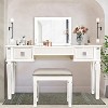 Gulches Mirrored Vanity Desk Set - Drawers, Mirror & Stool, Flip Up Dressing Table, Women/Girl Bedroom Furniture Combo - 3 of 4