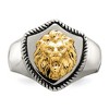Black Bow Jewelry Men's 18mm Stainless Steel & 14K Gold Accent Lion Shield Ring - 4 of 4