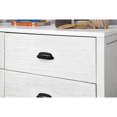 Cottage White Farmhouse Double Dresser with 6 Drawers