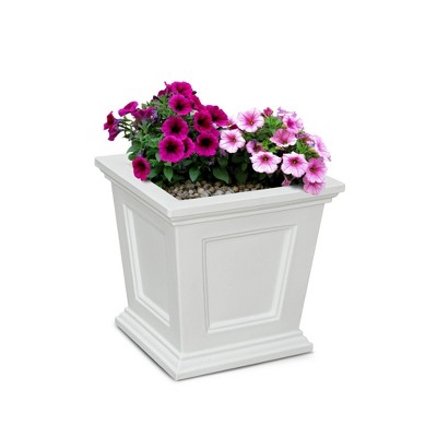 Fairfield Classic White 17" Square Self-Watering Polyethylene Planter