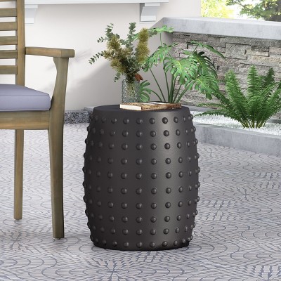 NicBex 15.5" Modern Round Outdoor Side End Table,Lightweight Concrete Patio End Table,Outdoor Accent Table for Deck,Garden
