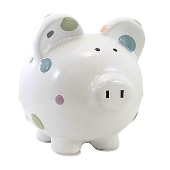 Child To Cherish 7.5 Inch Pastel Multi Dot Pig Bank Save Money Piggy Decorative Banks