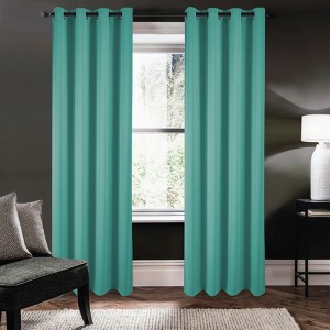 Kate Aurora 1 Piece Teal Room Darkening Grommet Top Window Curtain Panel - 1 of 4