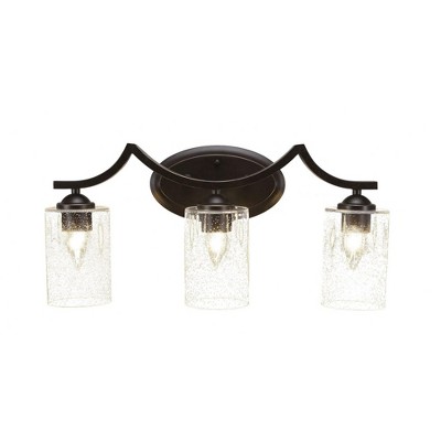 Toltec Lighting Zilo 3 - Light Vanity in  Dark Granite with 4" Clear Bubble Shade