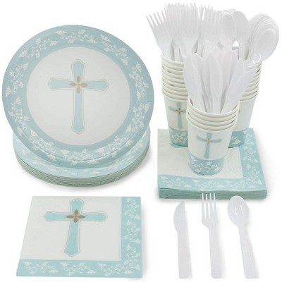 Juvale Disposable Dinnerware Set For 24 - Religious Party Supplies Cutlery Set