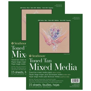 Strathmore 400 Series Mixed Media Pad, Toned Tan, Glue Binding, 15 Sheet, 9x12 inch, Pack of 2 - 1 of 2