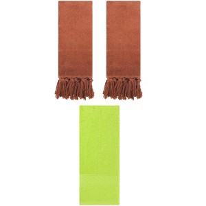 REGALWOVEN 3 Packs Solid Textured and Tassels Soft Absorbent Bathroom Hand Towel for Home Decor - 1 of 4