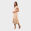 August Sky Women's Flounce Sleeve Ruffle Trim Floral Midi Dress - 3 of 4