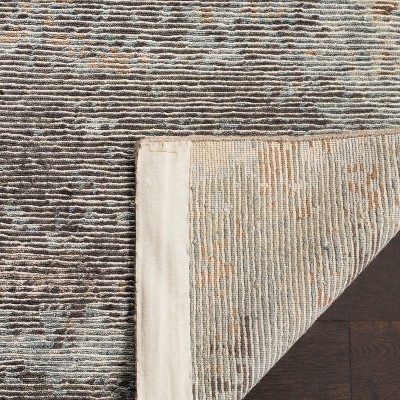 Hand-Knotted Blue and Silver Abstract Wool 8' x 10' Rug