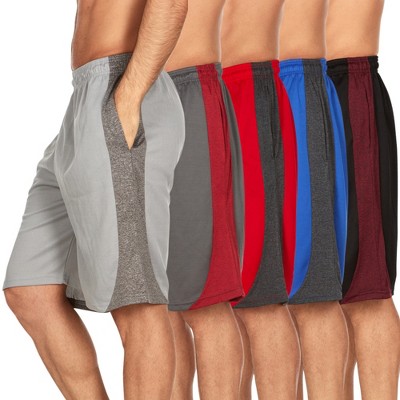 Mens Moisture Wicking Athletic Basketball & Gym Workout Shorts with Pockets Multipack, Up to 3XL, Pack of 5