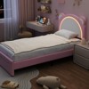 Twin XL Bed Frame, Kids Upholstered Platform Bed Frame with Adjustable Headboard, Drawer & Led Light - 4 of 4