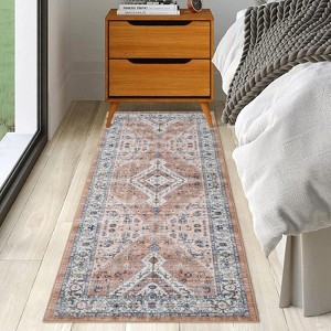 Washable Vintage Area Rug – Distressed Print Foldable Accent Carpet for Living Room, Bedroom & Dining Room - 1 of 4