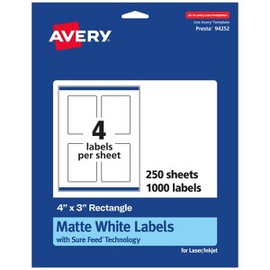 Avery Matte White Rectangle Labels, 4" x 3" - 1 of 4