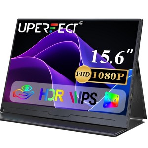 UPERFECT 15.6" 1080P Portable Monitor, USB-C & HDMI, IPS HDR Matte Screen w/ VESA, Speakers, Smart Cover - 1 of 4