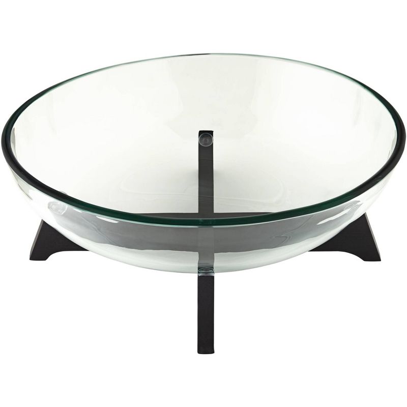 Studio 55D Sebastian Black Wood and Clear Glass Oval Decorative Bowl, 5 of 8
