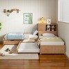 Polibi 3-in-1 Pine Wood Corner Platform Bed with Shelves & Cabinet - 2 of 4
