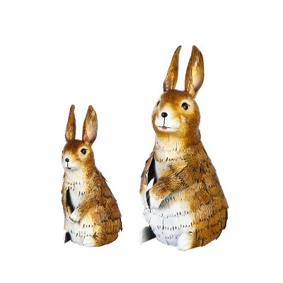 Evergreen PAIR METAL RABBITS