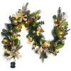 GAOMON 6 FT Pre-Lit Christmas Garland, Gold Lighted Xmas Garland with 20 LED Lights with Timer for Mantle Staircase Table, Winter Garland - 2 of 4