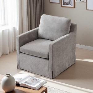 29.9" Chenille Skirted Swivel Chair with Removable Cushion - 1 of 4