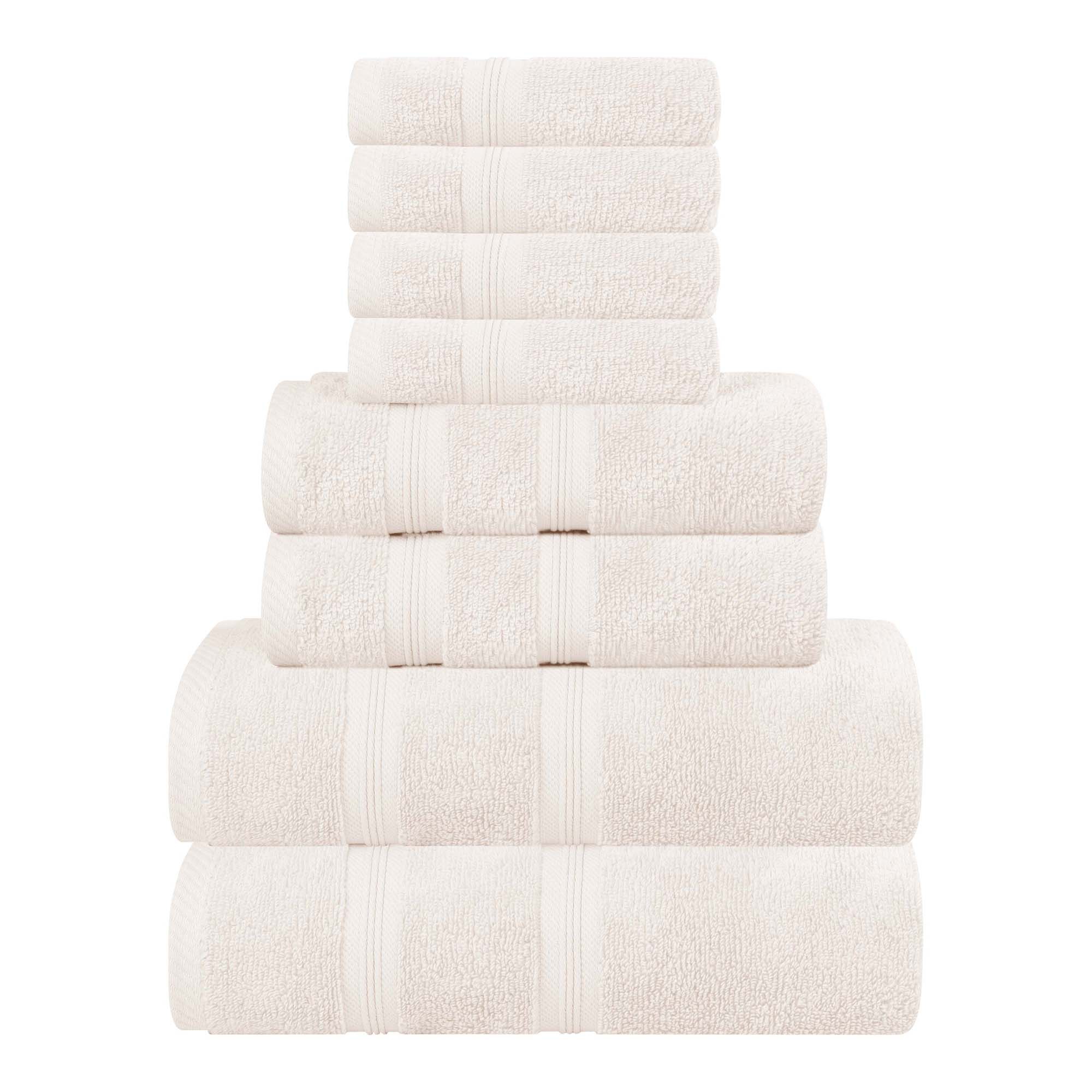 Smart Dry Cotton Medium Weight Solid 8 Piece Towel Set, Ivory - Blue Nile Mills