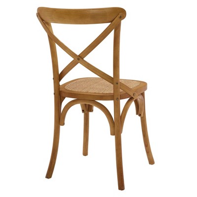 Rustic Farmhouse Cross-Back White Wood Dining Side Chair