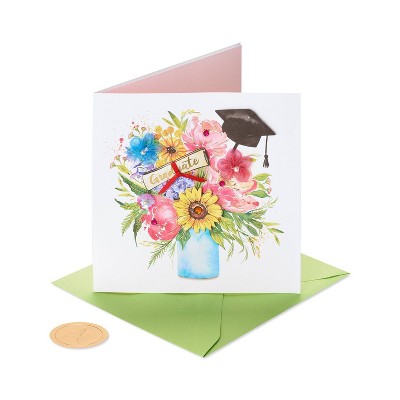Graduation Greeting Card Floral Cap Diploma - PAPYRUS